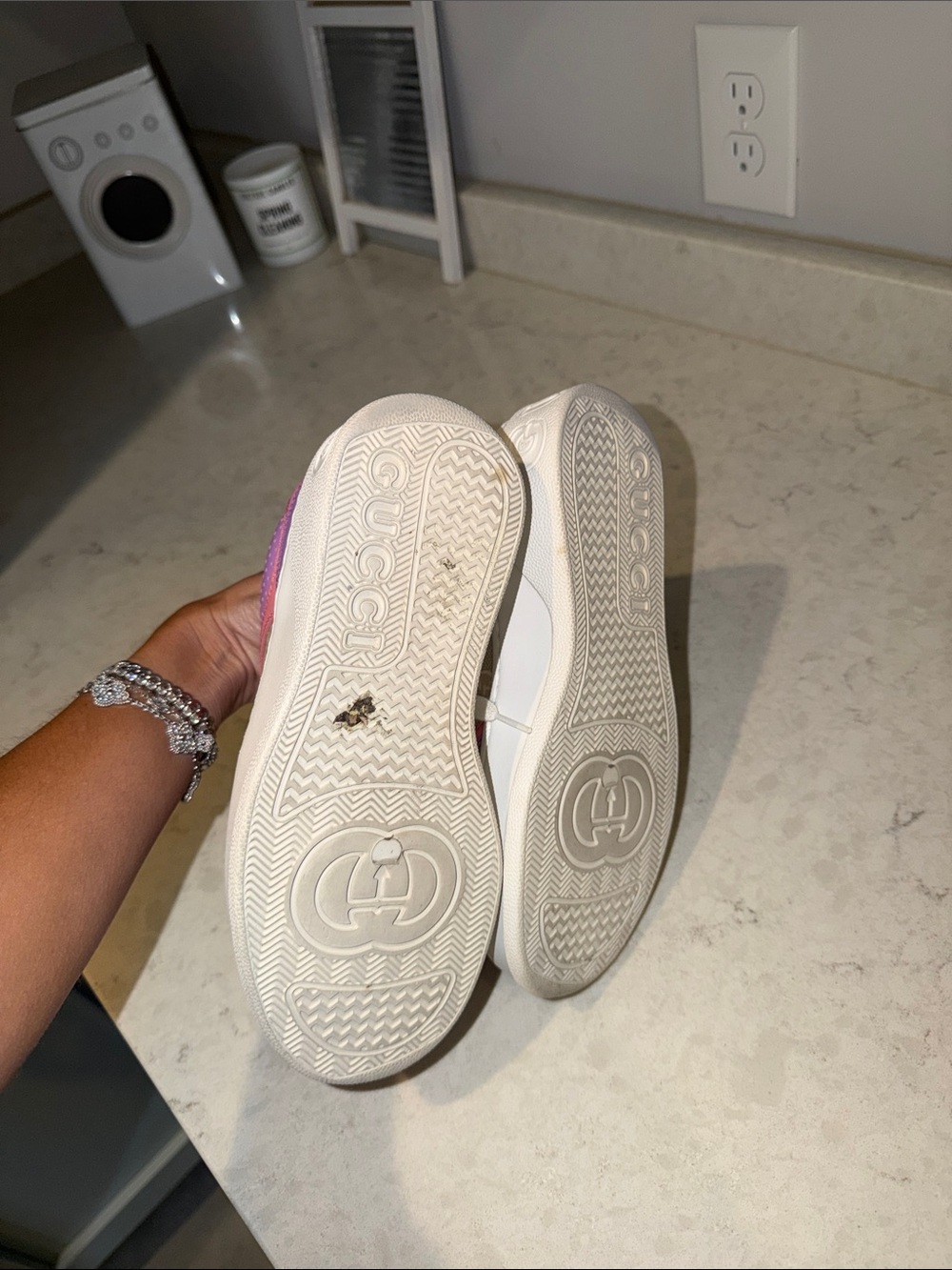 Gucci Lavender and Pink GG Canvas Low-Top Sneaker - Picture 4 of 6